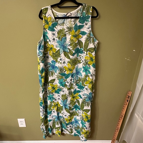 Hot Cotton by Marc Warren Dresses & Skirts - Hot Cotton Linen Floral Maxi Dress Size 2X Floral Tropical Resort Lagenlook
